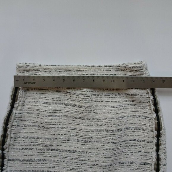 ZARA Basic Women's Tweed Mini Skirt Frayed With Stripe Detail Ecru Textured S - Picture 12 of 12